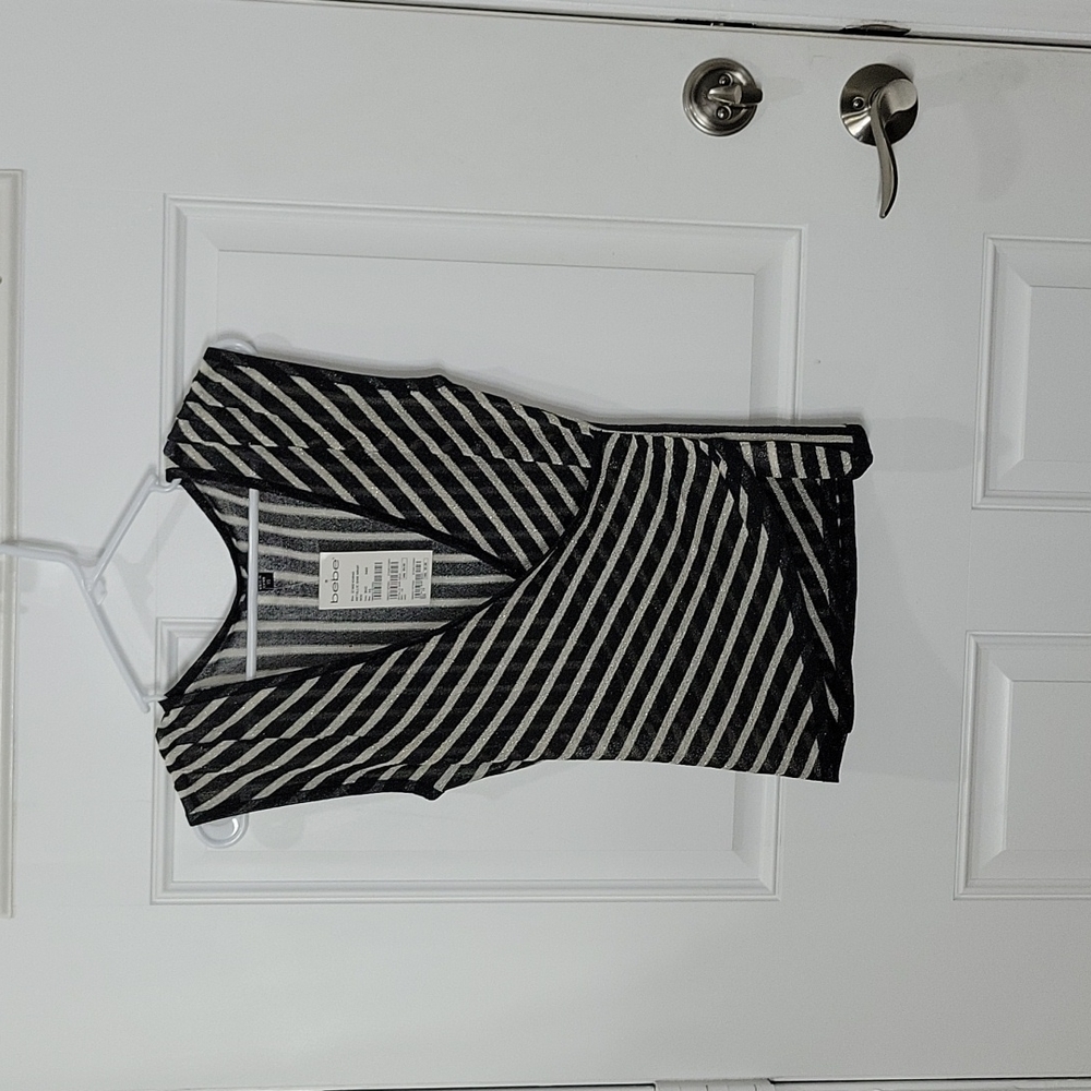 Bebe Black and gold Detailed Striped Wrap Knitted Vest/Top Size XS